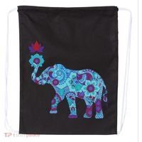 Henna Styled Elephant Lotus Flower Save The Elephants Drawstring Bag thumb 0