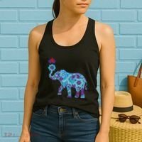 Henna Styled Elephant Lotus Flower Save The Elephants Women's Tank Top thumb 2