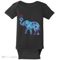 Henna Styled Elephant Lotus Flower Save The Elephants Baby Bodysuit thumb 0