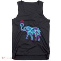 Henna Styled Elephant Lotus Flower Save The Elephants Tank Top thumb 0