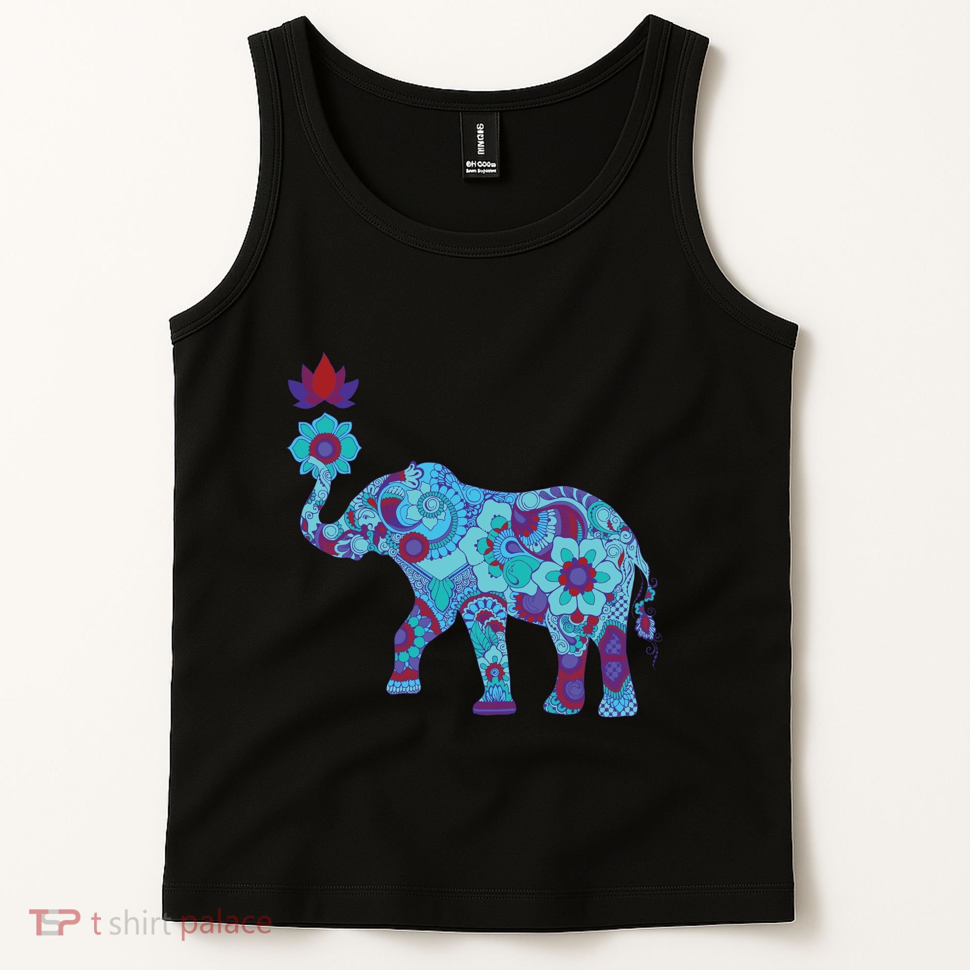 Henna Styled Elephant Lotus Flower Save The Elephants Tank Top