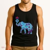 Henna Styled Elephant Lotus Flower Save The Elephants Tank Top thumb 3