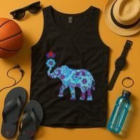 Henna Styled Elephant Lotus Flower Save The Elephants Tank Top thumb 4