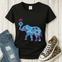 Henna Styled Elephant Lotus Flower Save The Elephants Women's T-Shirt thumb 3