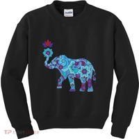 Henna Styled Elephant Lotus Flower Save The Elephants Kids Sweatshirt thumb 0