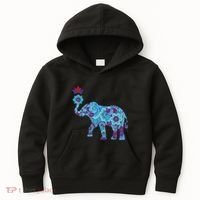 Henna Styled Elephant Lotus Flower Save The Elephants Kids Hoodie thumb 0