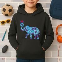 Henna Styled Elephant Lotus Flower Save The Elephants Kids Hoodie thumb 2