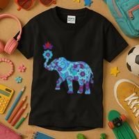 Henna Styled Elephant Lotus Flower Save The Elephants Kids T-Shirt thumb 3