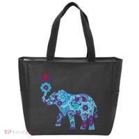 Henna Styled Elephant Lotus Flower Save The Elephants Tote Bag thumb 0