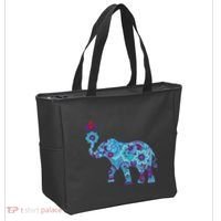 Henna Styled Elephant Lotus Flower Save The Elephants Tote Bag thumb 2