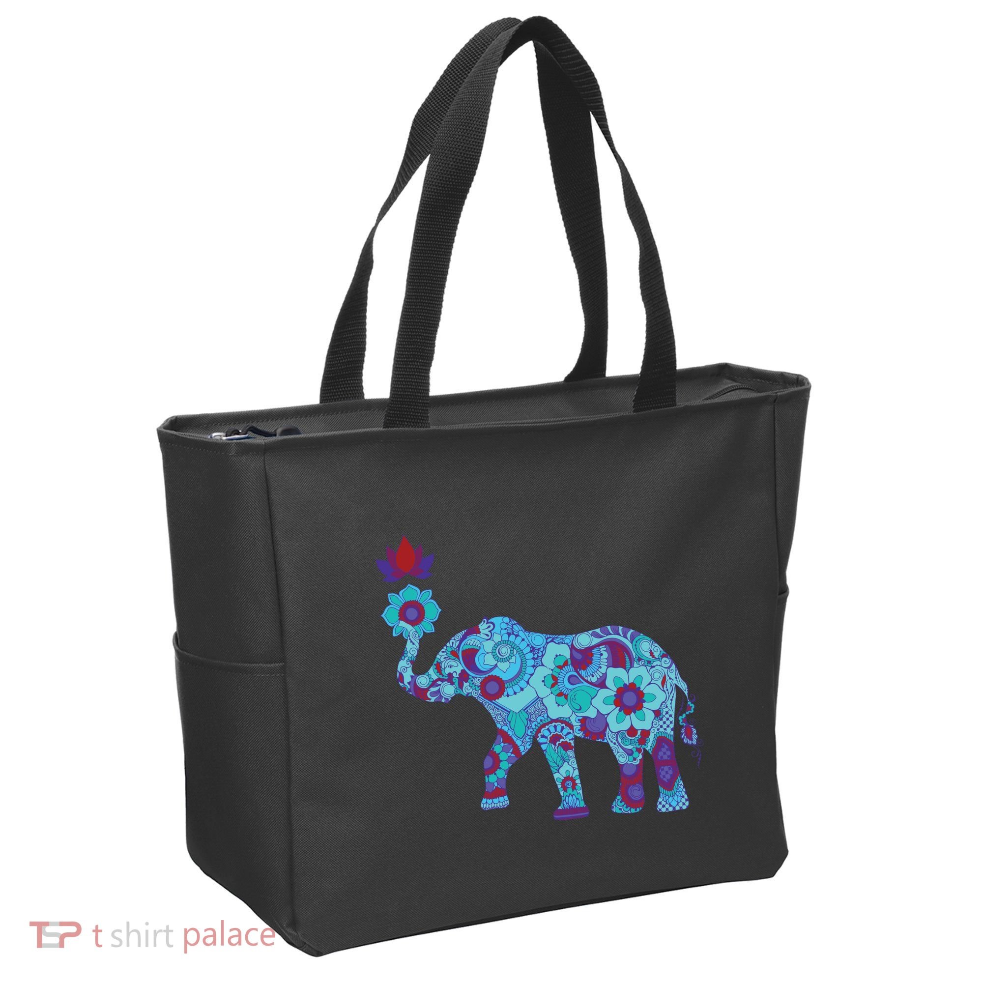 Henna Styled Elephant Lotus Flower Save The Elephants Tote Bag