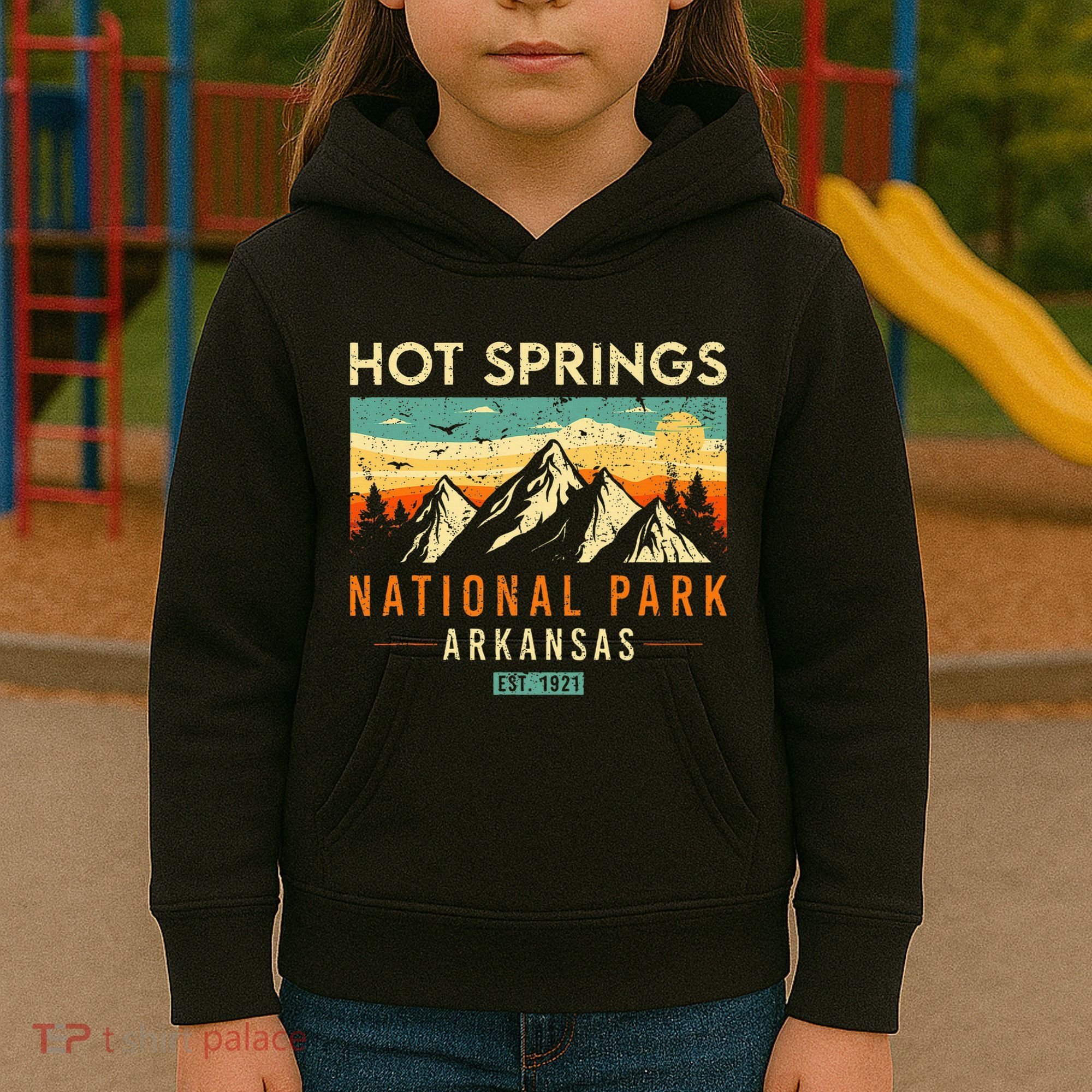Hot Springs Est. 1921 Retro Arkansas National Park Kids Hoodie