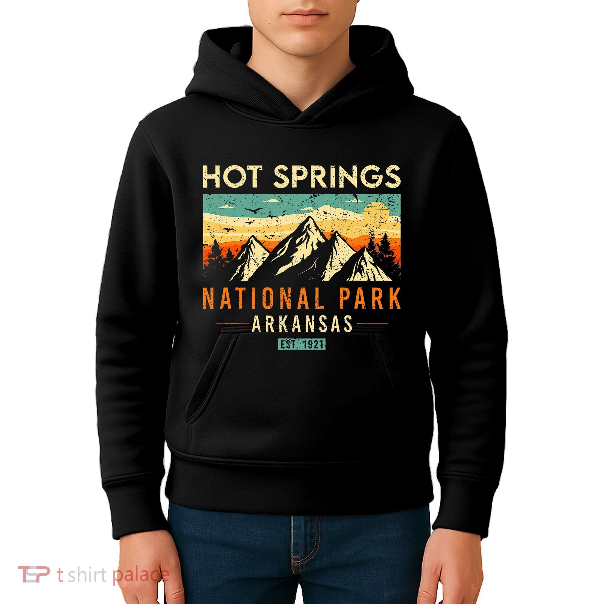Hot Springs Est. 1921 Retro Arkansas National Park Kids Hoodie