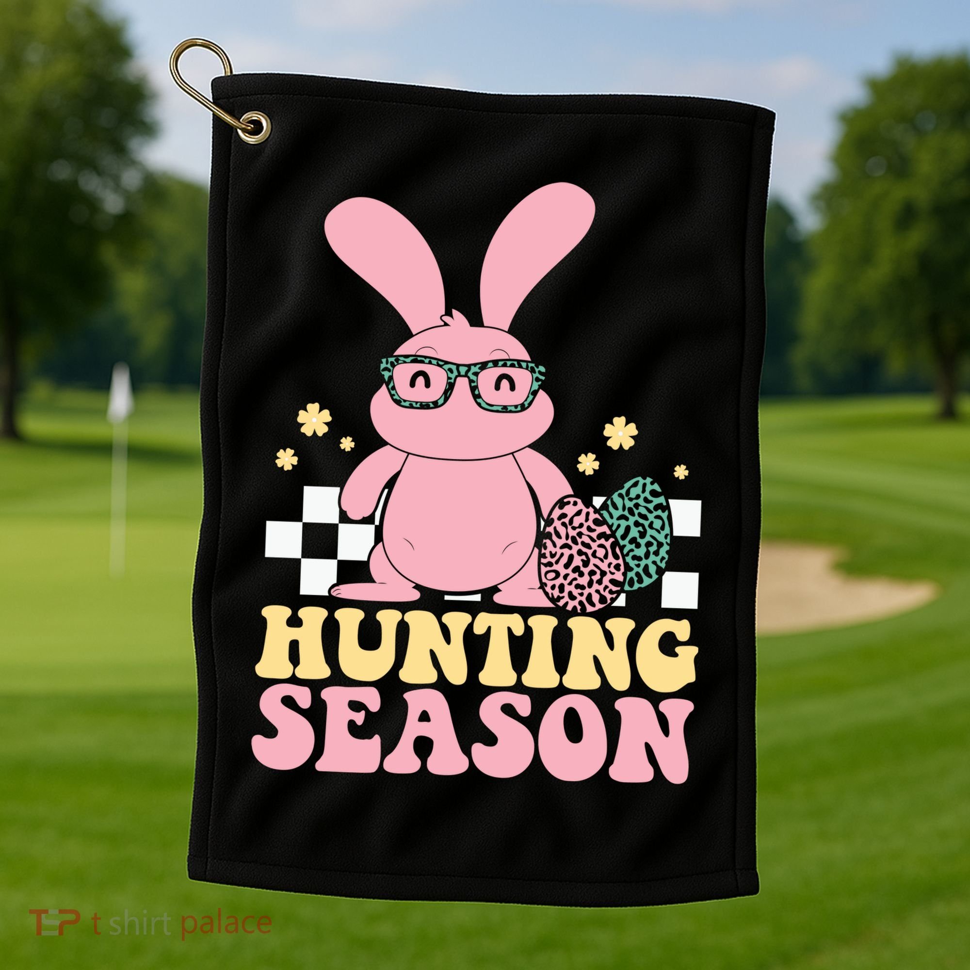 Hunting Season Easter Eggs Bunny Holiday Golf Towel