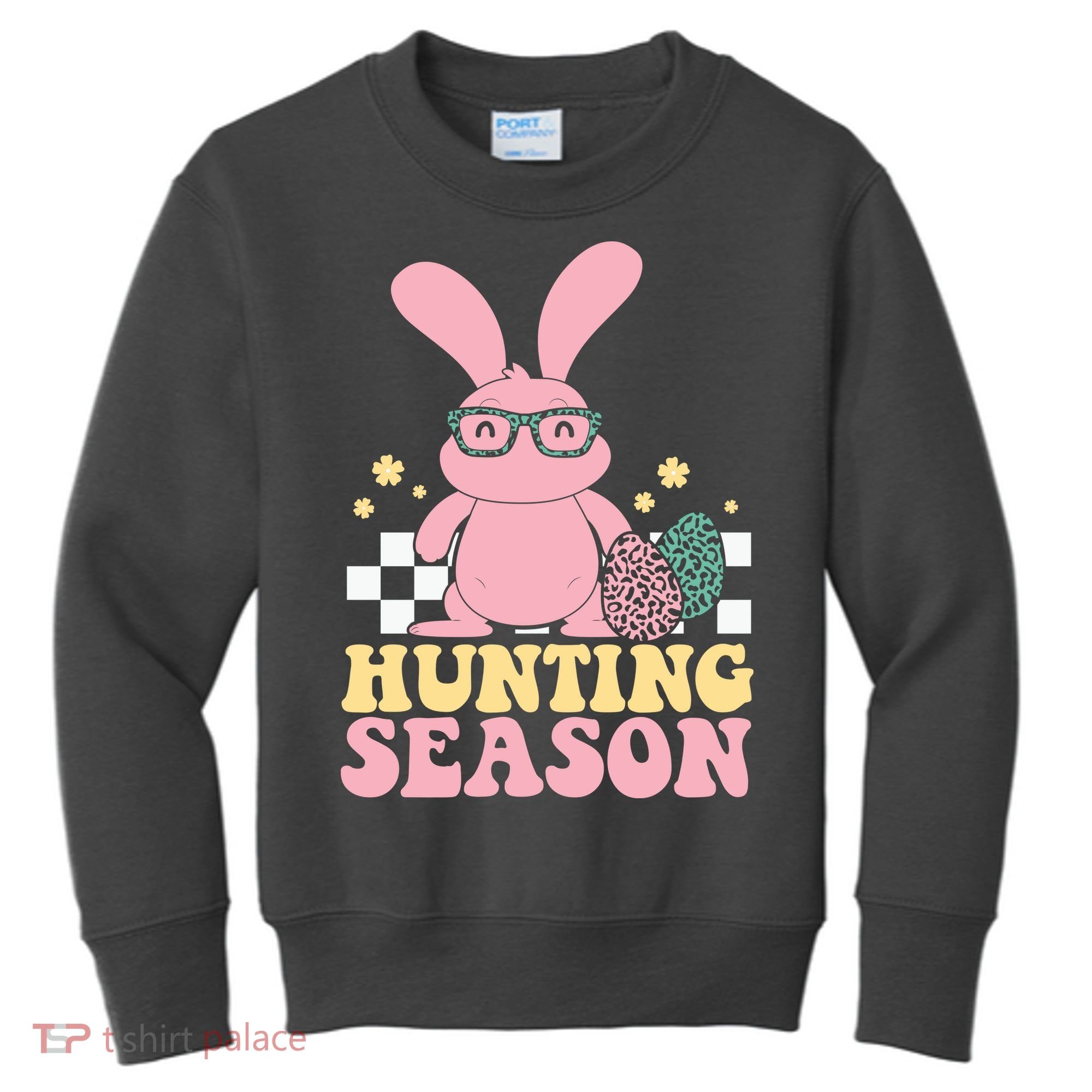 Hunting Season Easter Eggs Bunny Holiday Kids Sweatshirt