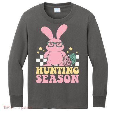 Hunting Season Easter Eggs Bunny Holiday Kids Long Sleeve Shirt