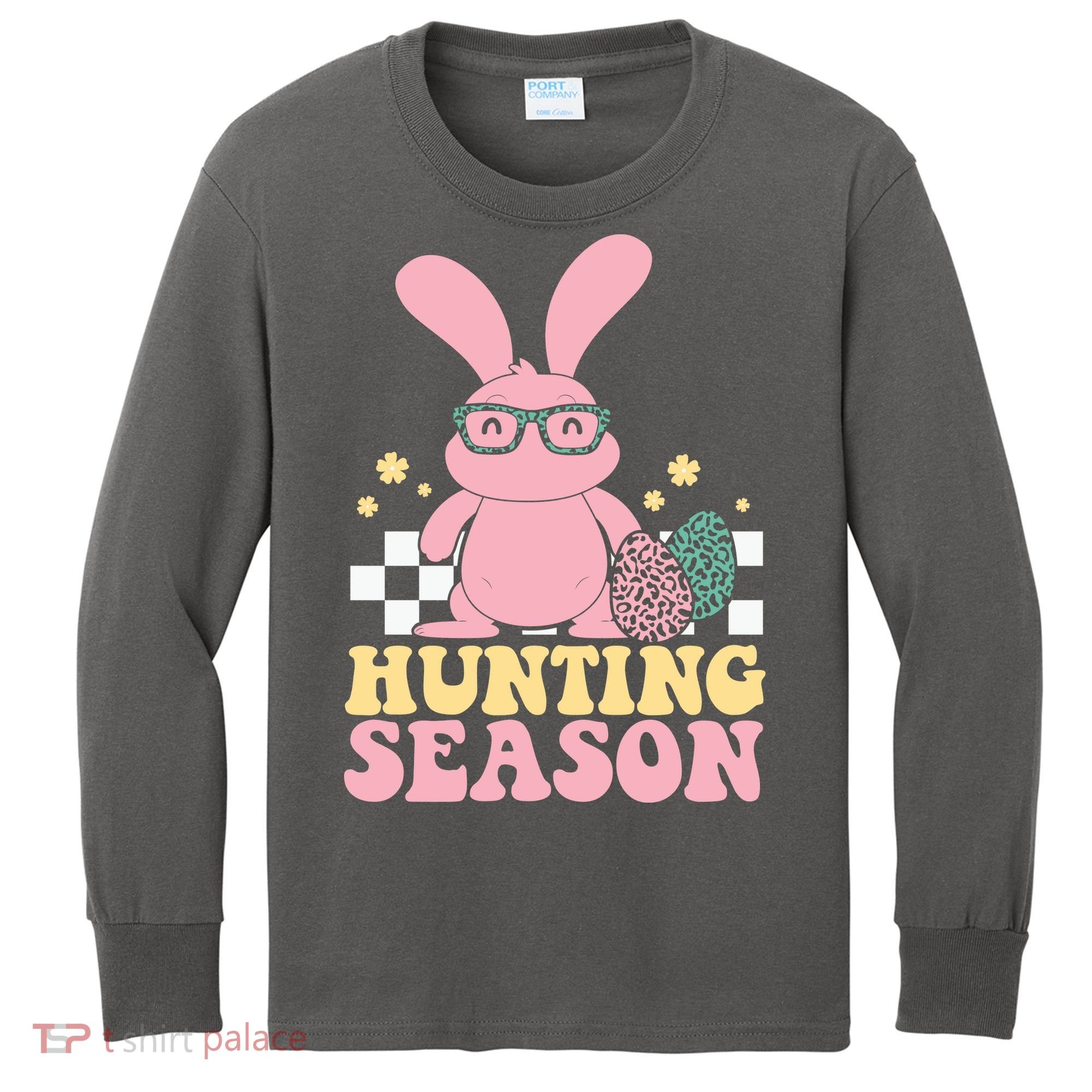 Hunting Season Easter Eggs Bunny Holiday Kids Long Sleeve Shirt