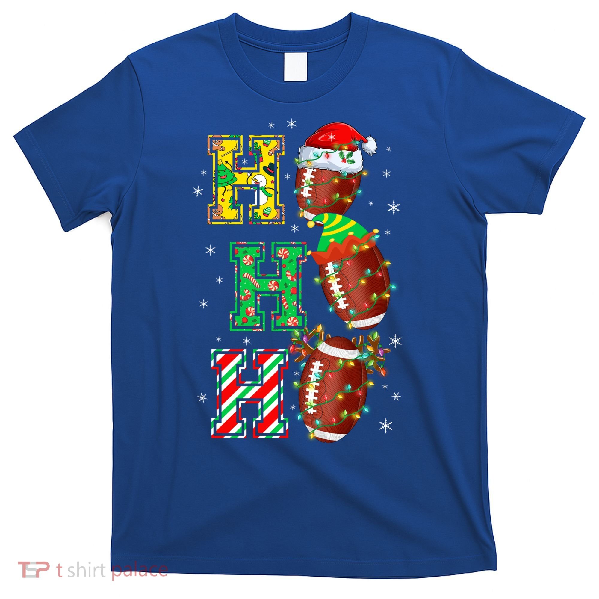 Hohoho Santa Elf Reindeer Football Balls And Christmas Lights Meaningful Gift T-Shirt