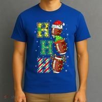 Hohoho Santa Elf Reindeer Football Balls And Christmas Lights Meaningful Gift T-Shirt thumb 3