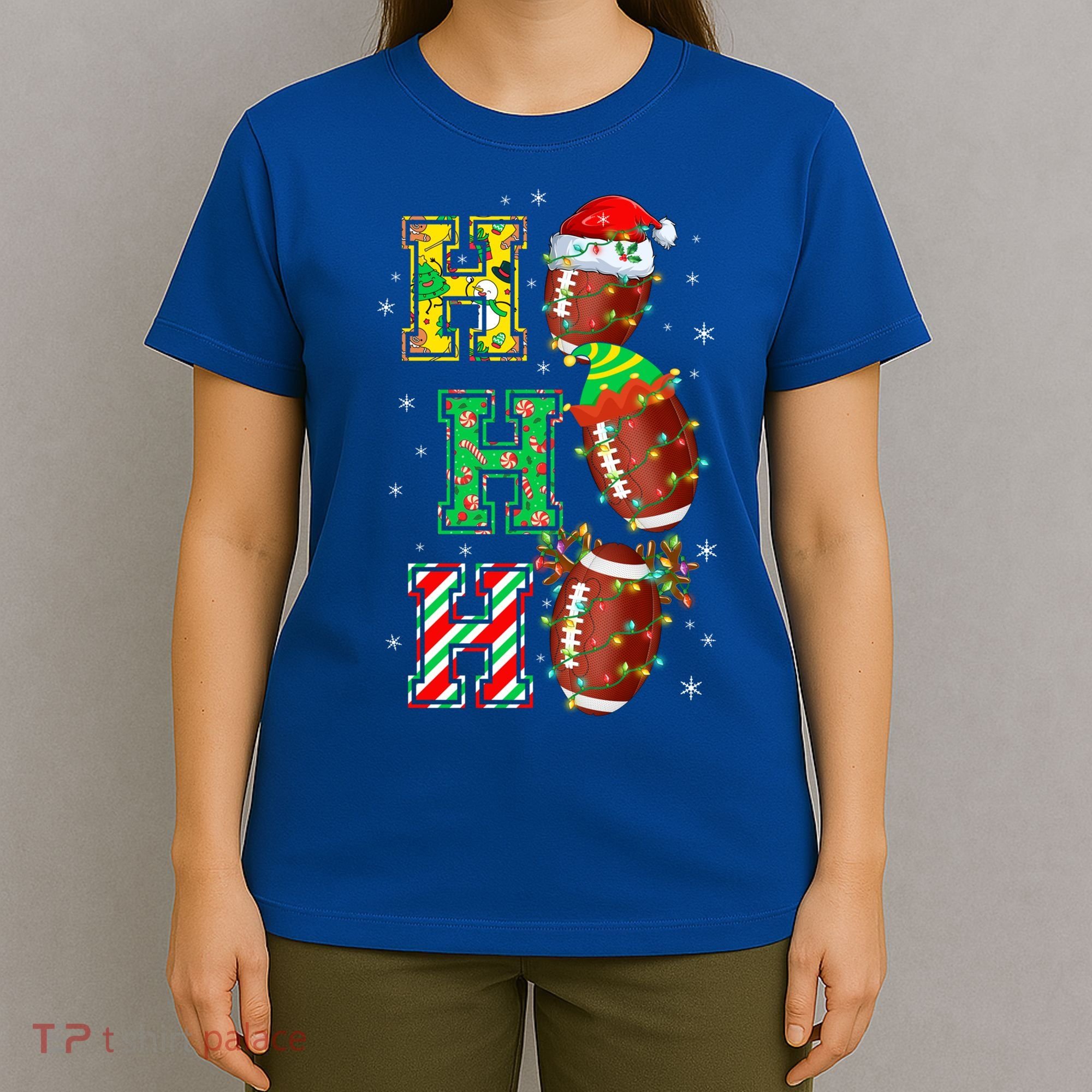 Hohoho Santa Elf Reindeer Football Balls And Christmas Lights Meaningful Gift T-Shirt