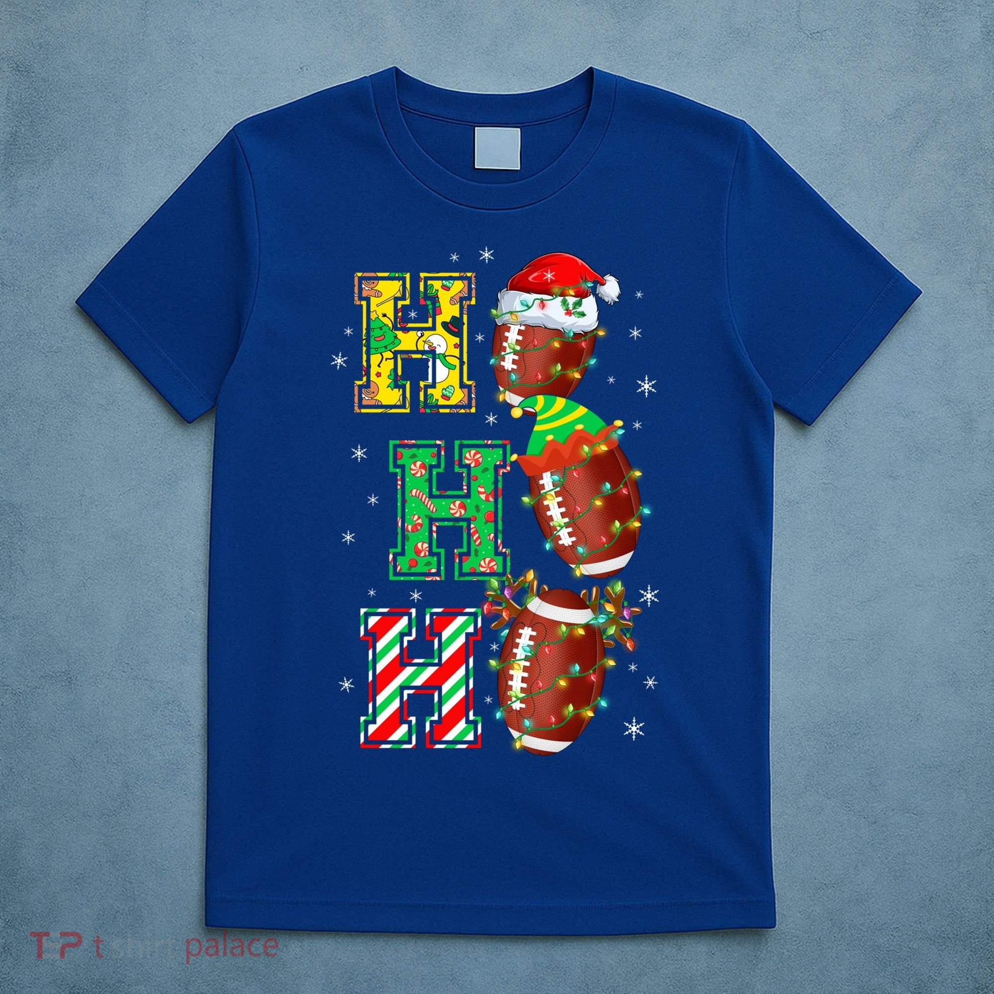 Hohoho Santa Elf Reindeer Football Balls And Christmas Lights Meaningful Gift T-Shirt