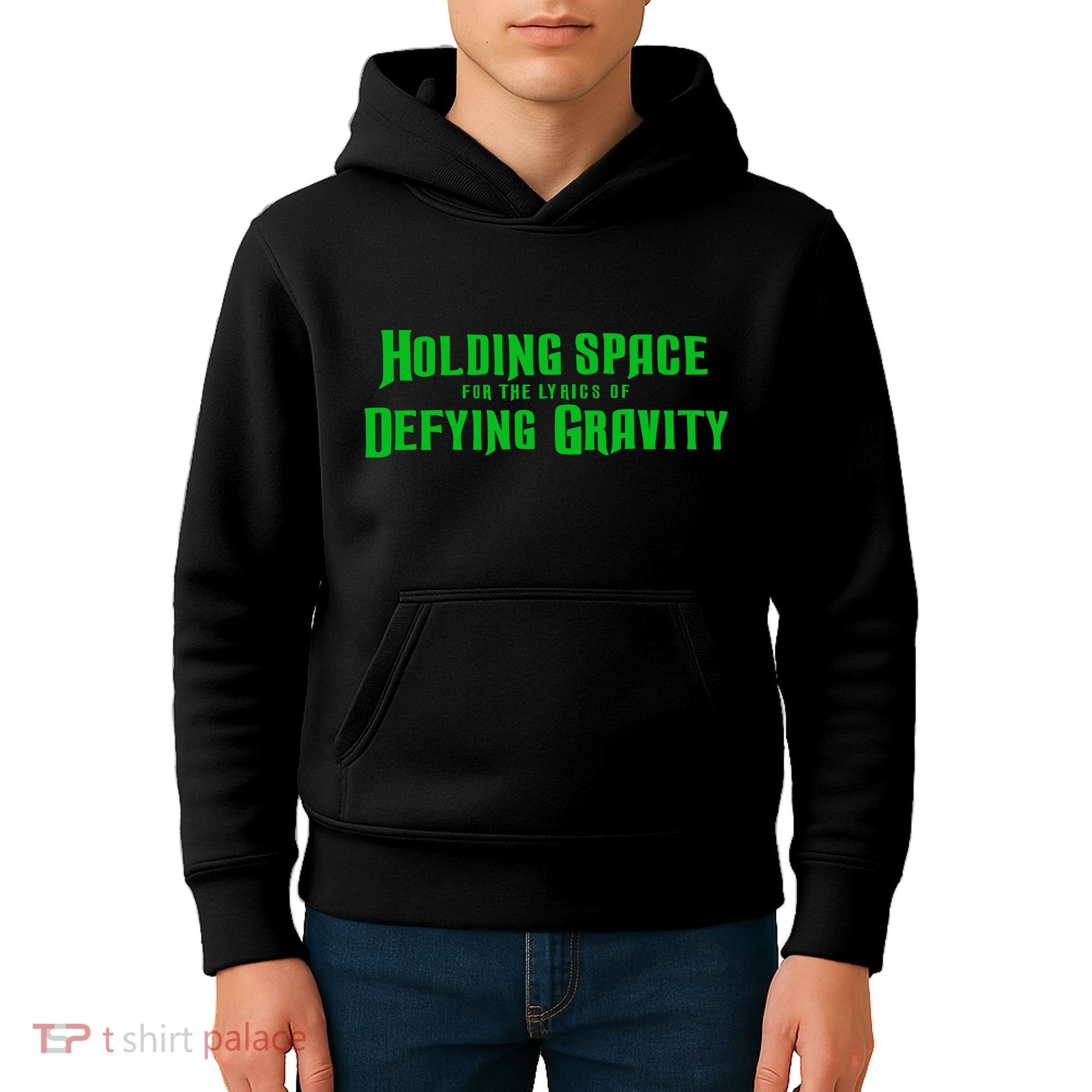 Holding Space For The Lyrics Of Defying Gravity Kids Hoodie