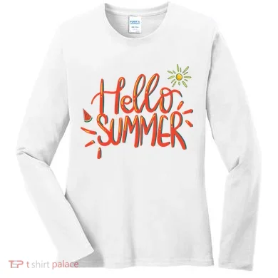 Hello Summer Fun Cute Women's Long Sleeve Shirt