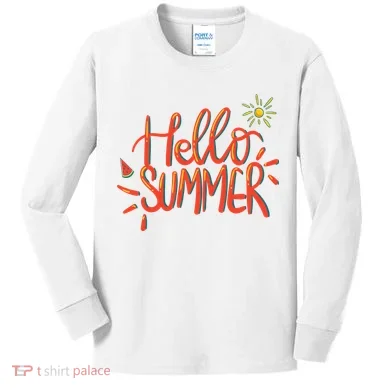 Hello Summer Fun Cute Kids Long Sleeve Shirt