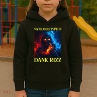 Hard Skeleton Funny Oddly Specific Dank Rizz Meme Kids Hoodie thumb 3