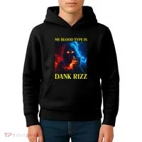 Hard Skeleton Funny Oddly Specific Dank Rizz Meme Kids Hoodie thumb 4