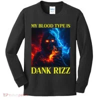 Hard Skeleton Funny Oddly Specific Dank Rizz Meme Kids Long Sleeve Shirt thumb 0