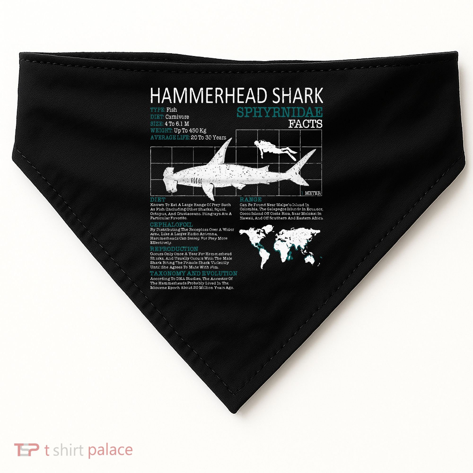 Hammerhead Shark Facts Shark Funny Lover Gift USA-Made Doggie Bandana