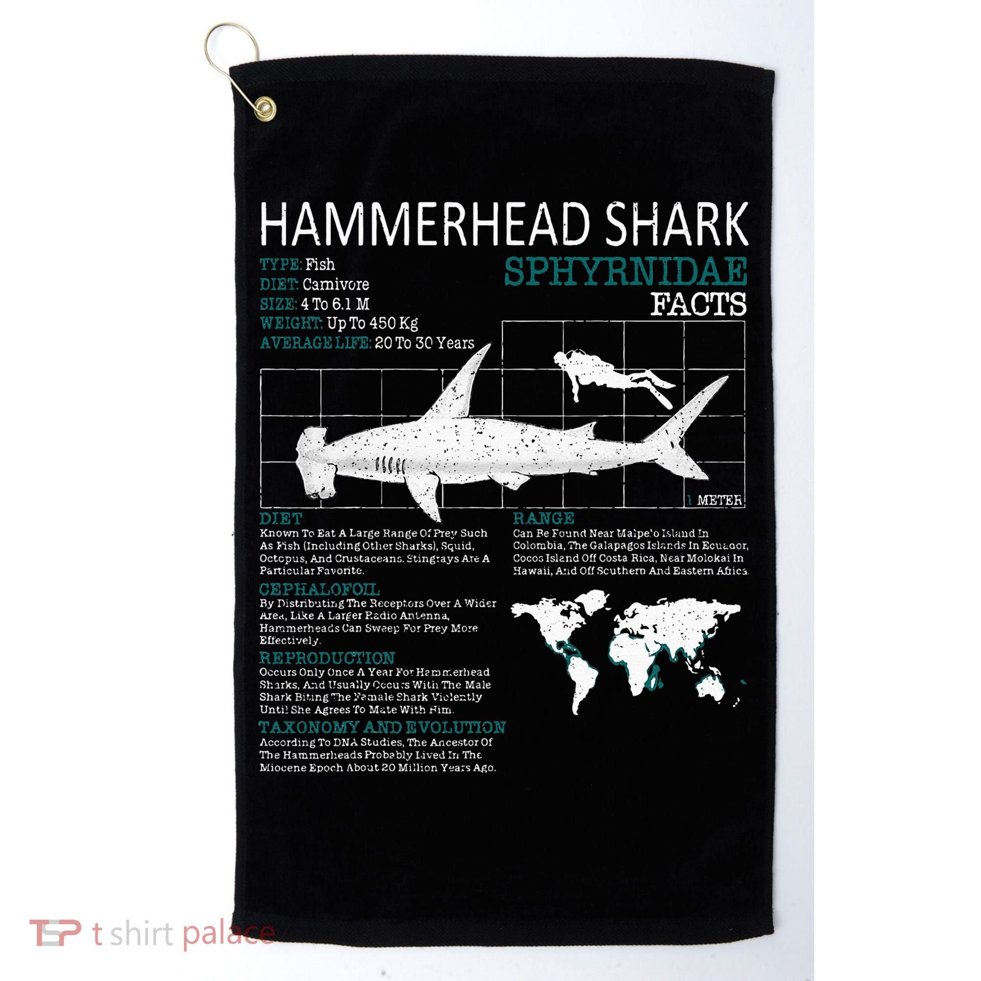 Hammerhead Shark Facts Shark Funny Lover Gift Golf Towel