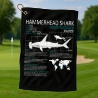 Hammerhead Shark Facts Shark Funny Lover Gift Golf Towel thumb 1