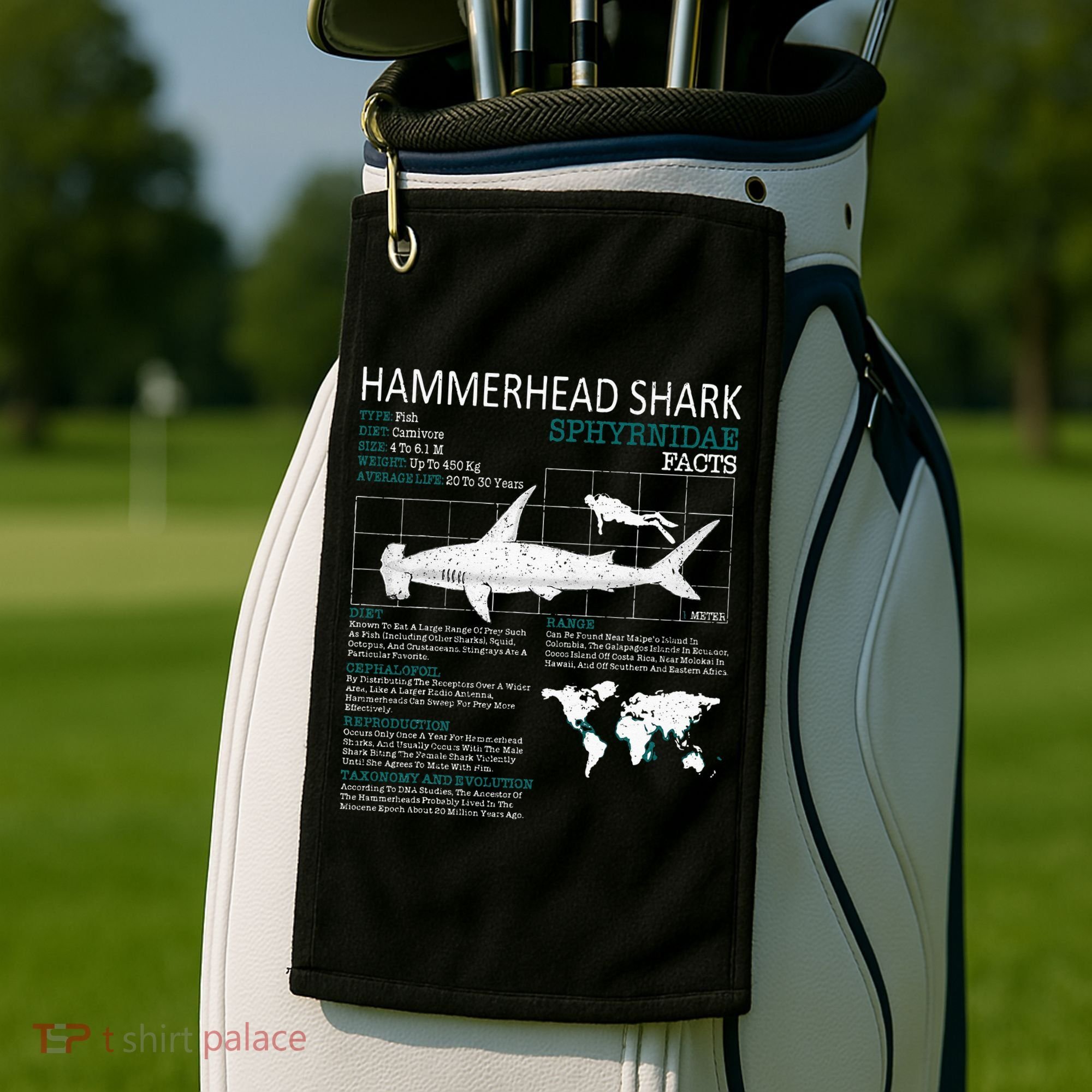 Hammerhead Shark Facts Shark Funny Lover Gift Golf Towel