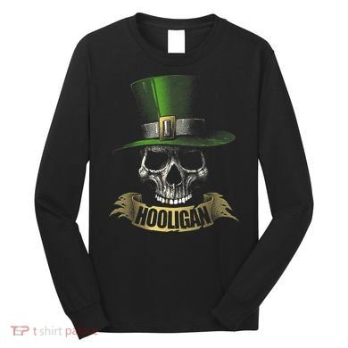 HOOLIGAN Skull Funny Irish Long Sleeve Shirt