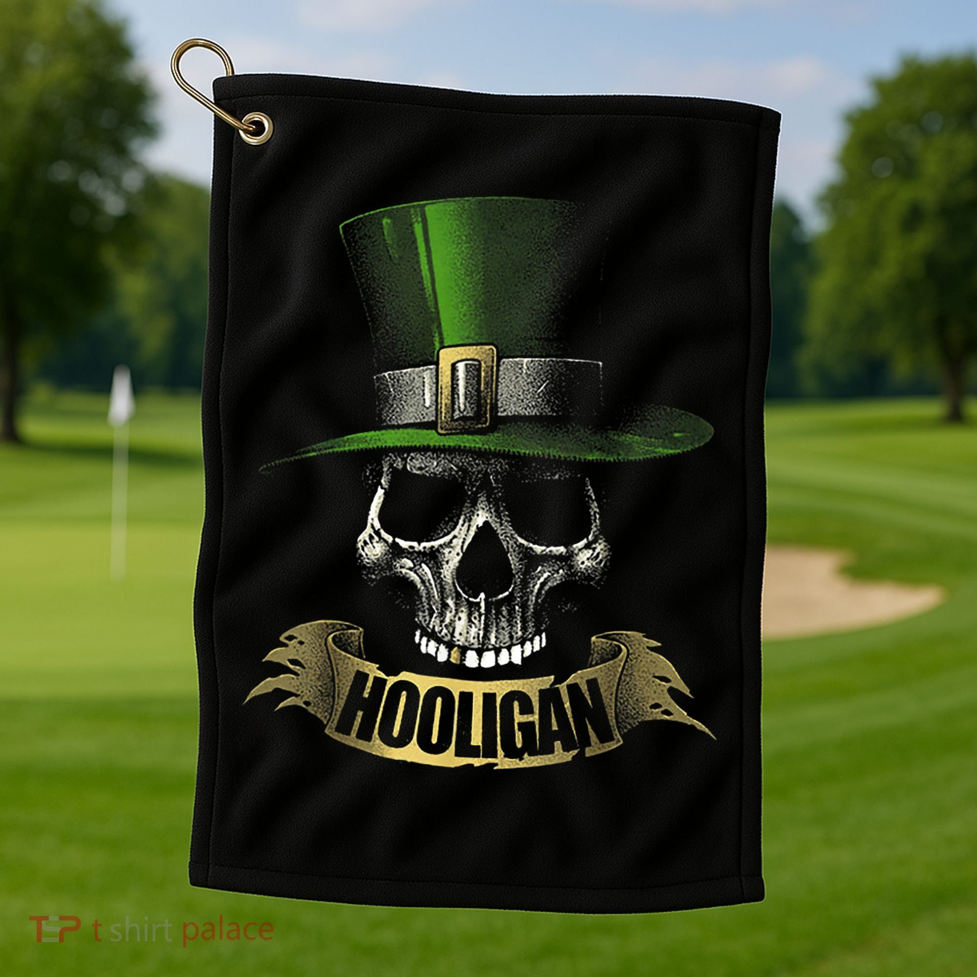 HOOLIGAN Skull Funny Irish Golf Towel
