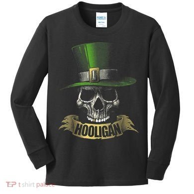 HOOLIGAN Skull Funny Irish Kids Long Sleeve Shirt