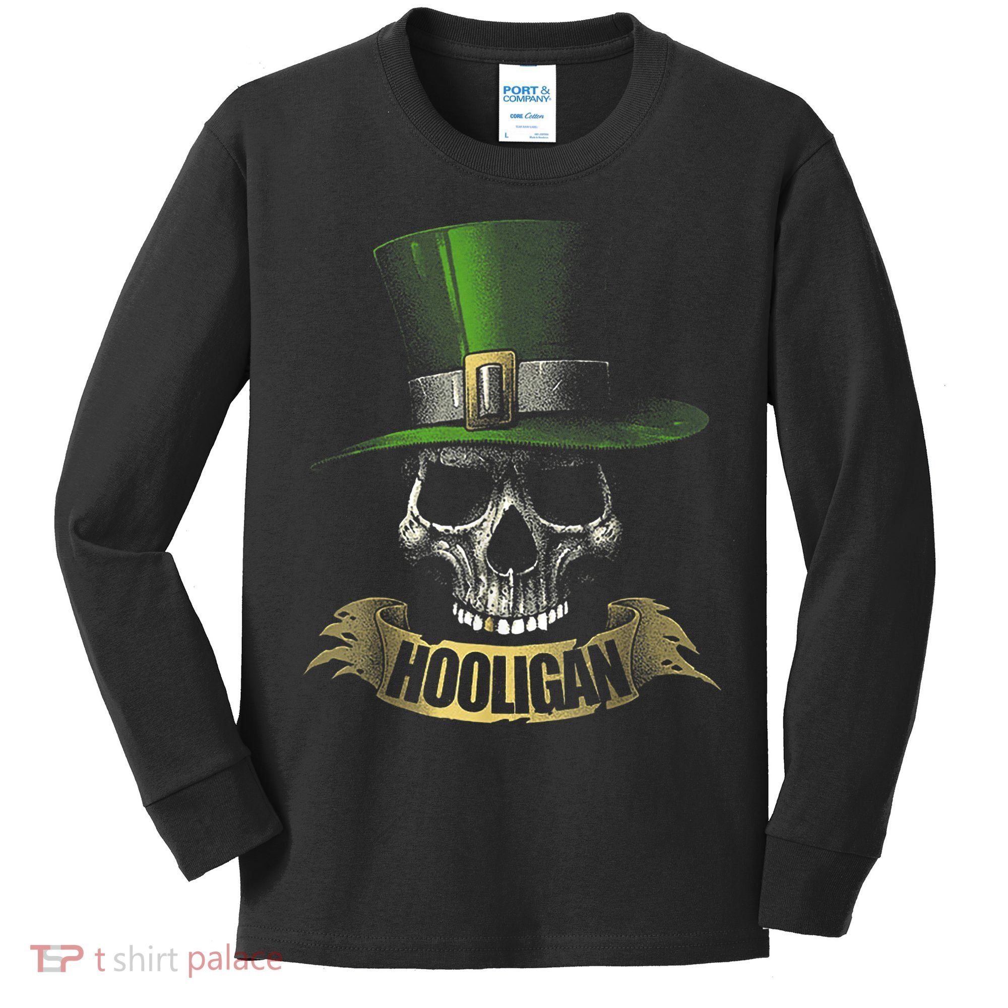 HOOLIGAN Skull Funny Irish Kids Long Sleeve Shirt