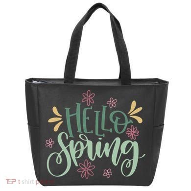 Hello Spring Flowers Tote Bag