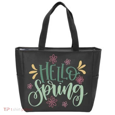 Hello Spring Flowers Tote Bag