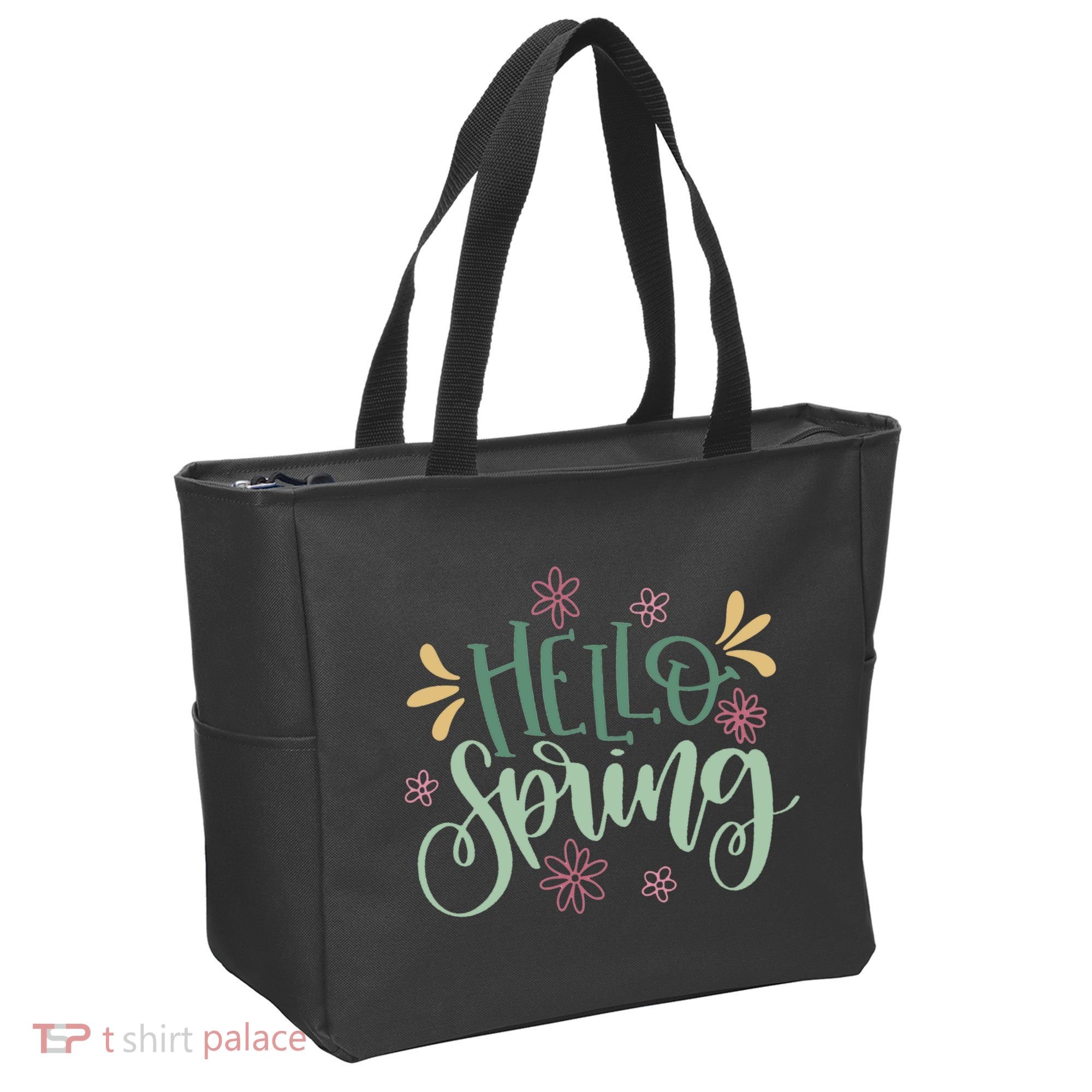Hello Spring Flowers Tote Bag