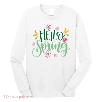 Hello Spring Flowers Long Sleeve Shirt