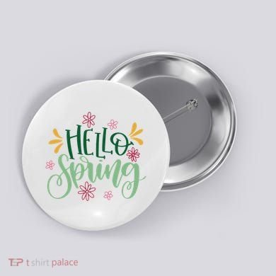 Hello Spring Flowers Button