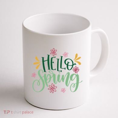 Hello Spring Flowers Coffee Mug back