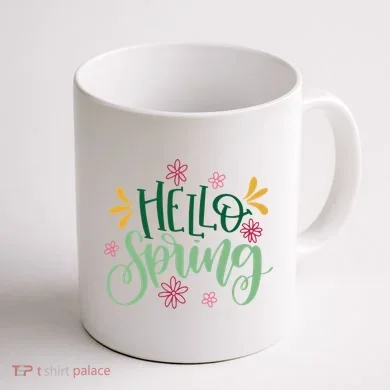 Hello Spring Flowers Coffee Mug back