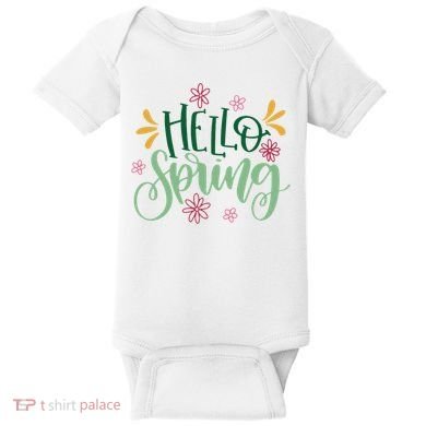 Hello Spring Flowers Baby Bodysuit