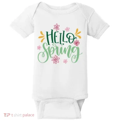Hello Spring Flowers Baby Bodysuit