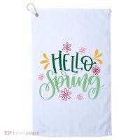 Hello Spring Flowers Golf Towel thumb 0