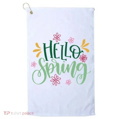 Hello Spring Flowers Golf Towel